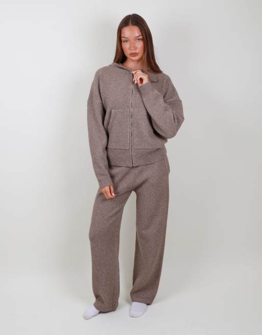 Simmi London Oversized knit zip hoodie in mocha, 2 of 4