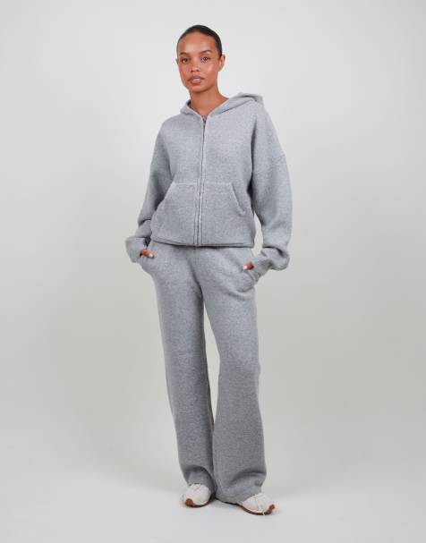 Simmi London Petite knitted wide leg trousers in grey - view 1