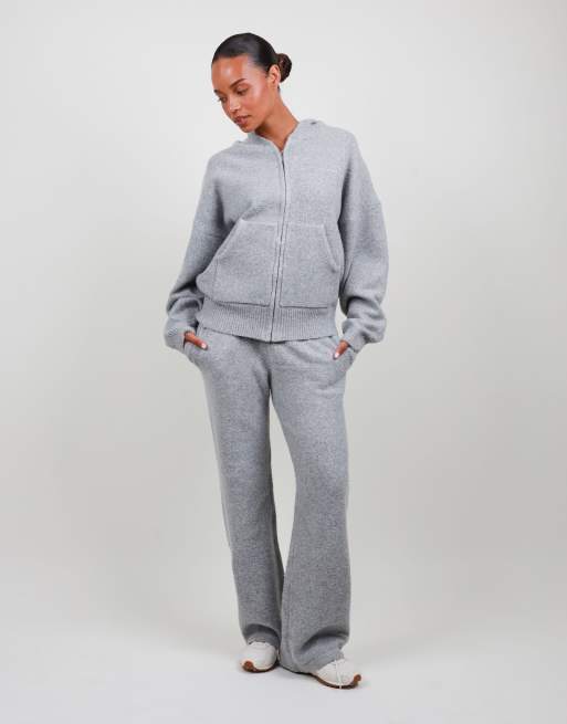 Simmi London Petite knitted wide leg trousers in grey, 3 of 5