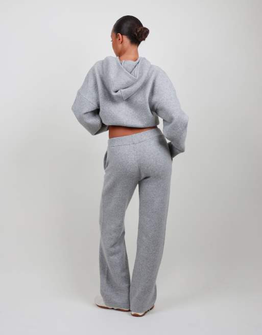 Simmi London Petite knitted wide leg trousers in grey, 4 of 5