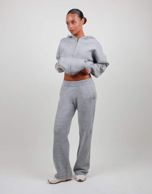 Simmi London Petite knitted wide leg trousers in grey, 5 of 5