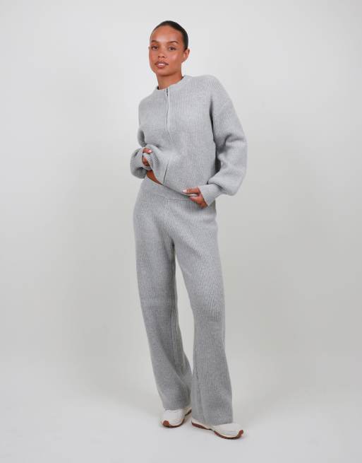 Simmi London Petite ribbed knitted trousers in grey, 2 of 5