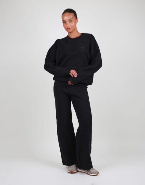 Simmi London Petite soft touch wide leg trouser in black - view 1