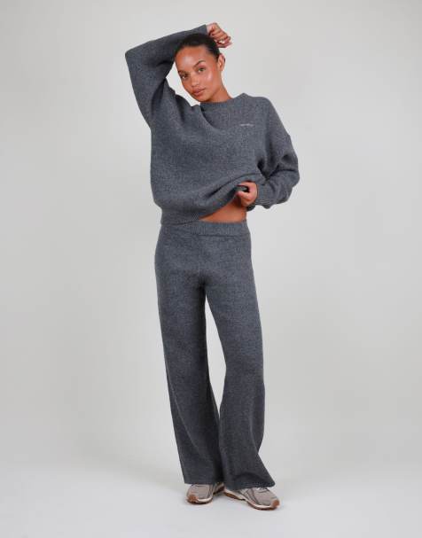 Simmi London Petite soft touch wide leg trouser in grey - view 1