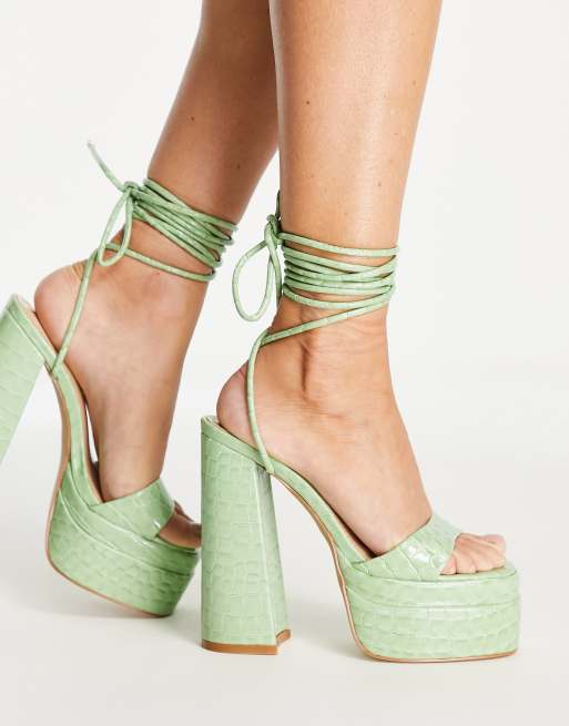 Olive green 2025 platform heels