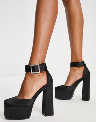 Simmi Shoes Simmi London Platform Heeled Shoes With Embellished Buckle In Black