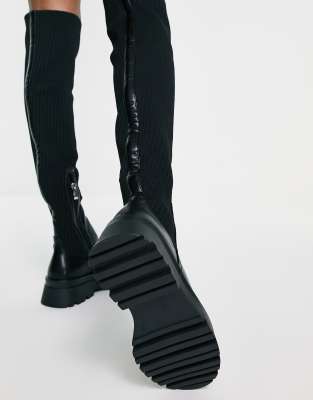 Simmi London - Platte over-de-knie-laarzen met dikke zool | ASOS