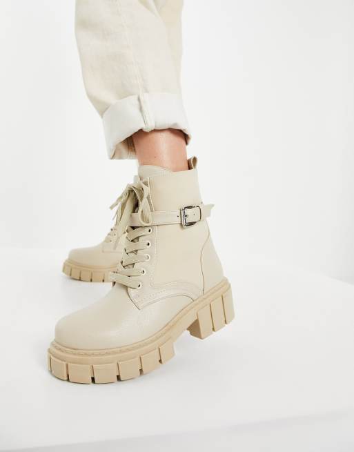 Simmi London - Pointure large - Kai - Bottines chunky à lacets avec boucles - Taupe, 2 de 4