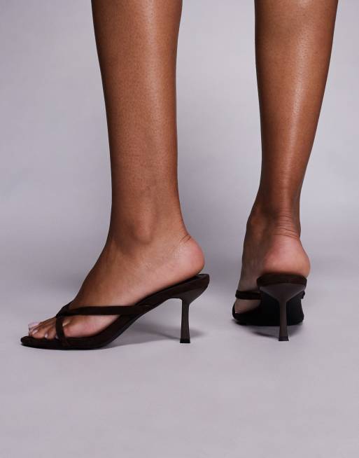 Simmi London - Pointure large - Martina - Sandales style mules à talon haut - Daim chocolat, 4 de 4