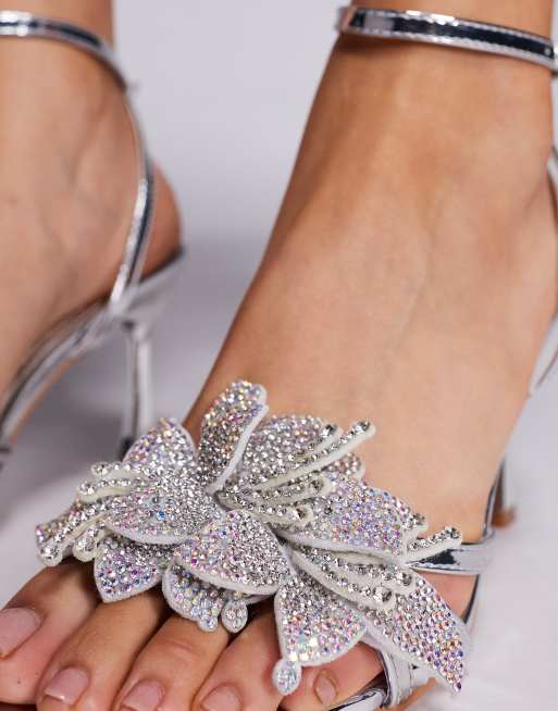 Simmi London - Polly - Sandali con tacco argento specchiati decorati, 2 di 4