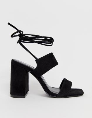 black block heel shoes with ankle strap