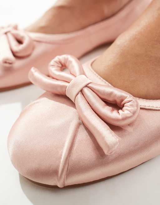 Simmi London Rainey ballet flats in blush satin with puffy bow, 3 of 4
