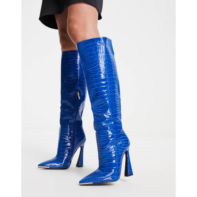 Blue knee store high boots