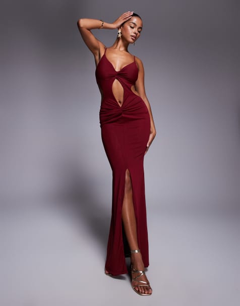 Simmi London Raye deep red knot detail maxi dress in red - view 1