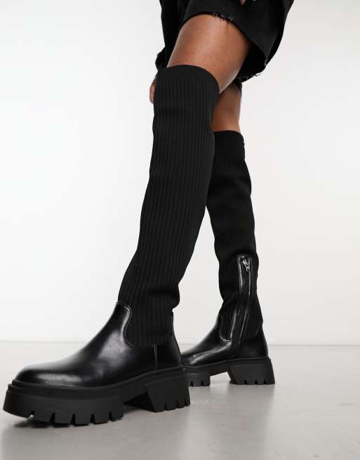 Simmi London Reign knitted over the knee second skin boots in