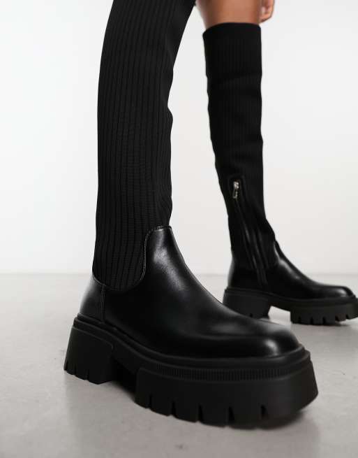 Simmi London Reign knitted over the knee second skin boots in