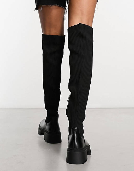 Simmi London Reign knitted over the knee second skin boots in