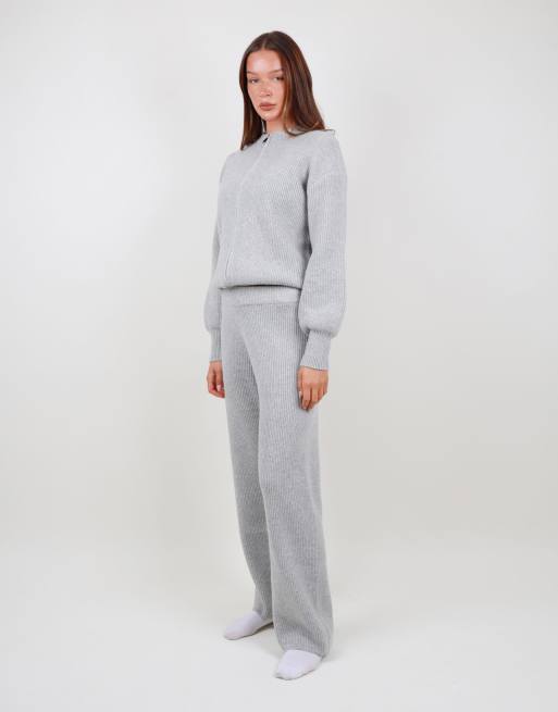 Simmi London Ribbed knit zip up sweater in grey, 4 of 6