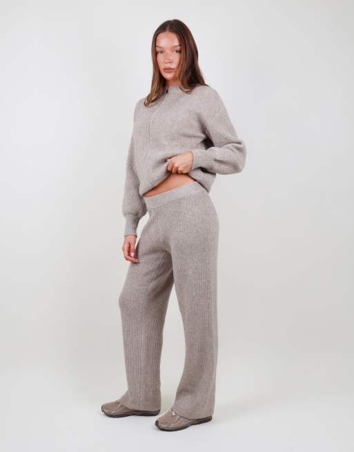 Simmi London Ribbed knitted trousers in beige, 2 of 3