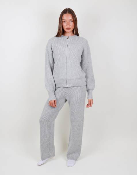 Simmi London Ribbed knitted trousers in grey - view 1