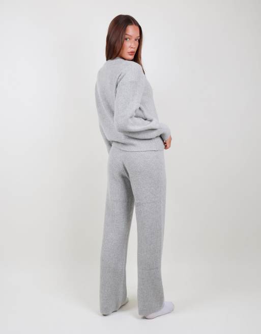 Simmi London Ribbed knitted trousers in grey, 4 of 4