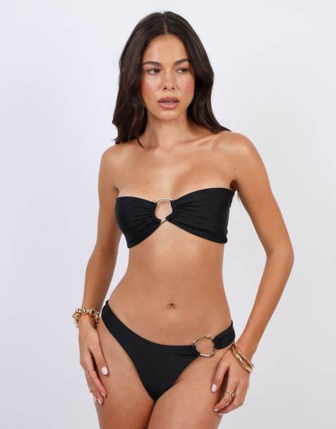 Simmi London ring detail bikini in black - view 1