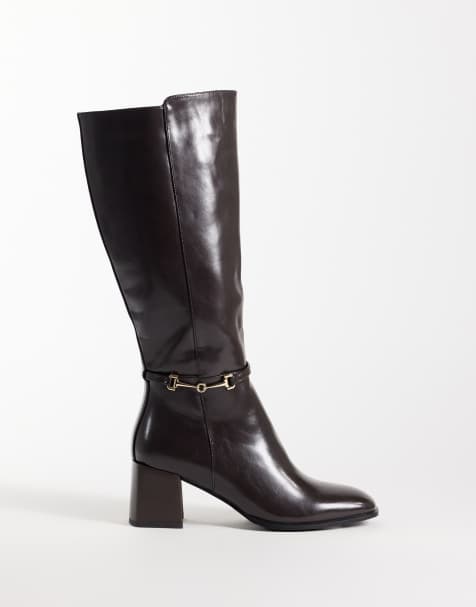 Simmi London Romee knee boots with horsebit detail in brown - view 1