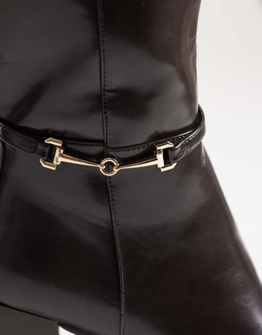 Simmi London Romee knee boots with horsebit detail in brown, 3 of 4
