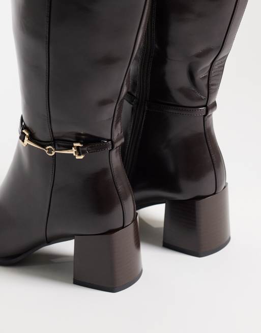 Simmi London Romee knee boots with horsebit detail in brown, 4 of 4