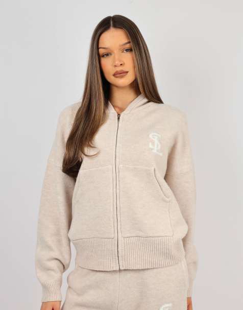 Simmi London Romy chunky knit hoodie in cream - view 1
