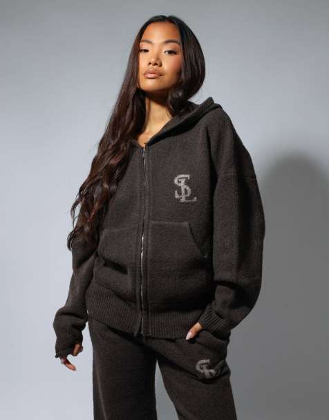 Simmi London Romy chunky knit hoodie in teddy - view 1
