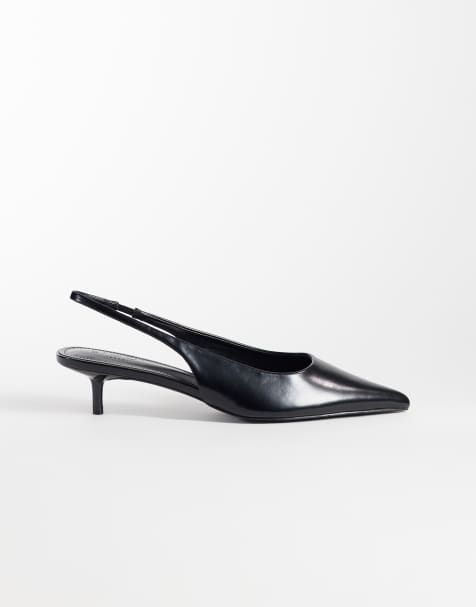 Simmi London Rosalind kitten heel slingback shoes in black - view 1