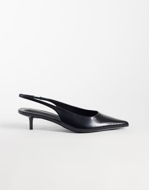 Simmi London Rosalind Wide Fit kitten heel slingback shoes in black - view 1