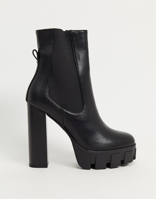 Simmi London Roxi heeled ankle boots with chunky soles in black