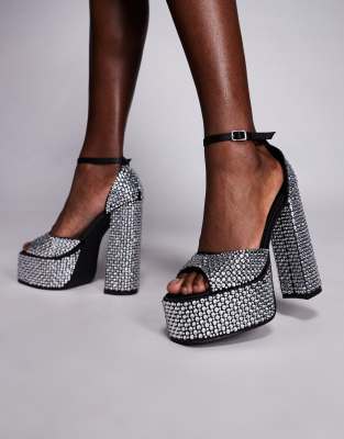 Simmi London Ruby platform heeled sandals  diamante