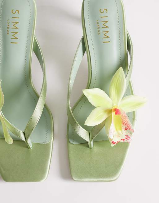 Simmi London - Ruby - Sandali verdi con tacchetti a spillo e fiore, 2 di 4