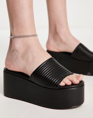 Simmi London saanvi flatform sandals in black - ASOS Price Checker