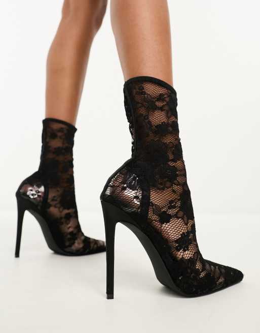 Lace cheap sock heels