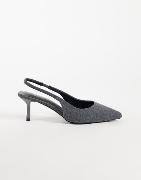 Simmi London Sadel strukturierte Slingback-Schuhe mit Absatz in Grau - view 1