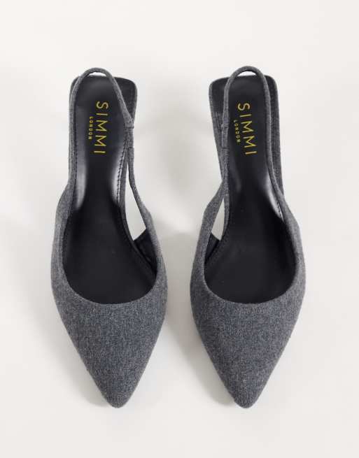 SIMMI London Sadel textured slingback heeled shoes in gray , 2 of 4