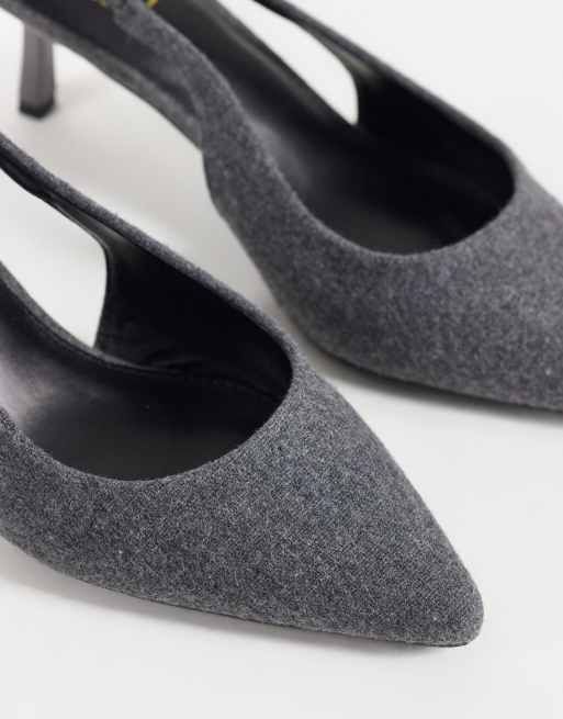 SIMMI London Sadel textured slingback heeled shoes in gray , 3 of 4