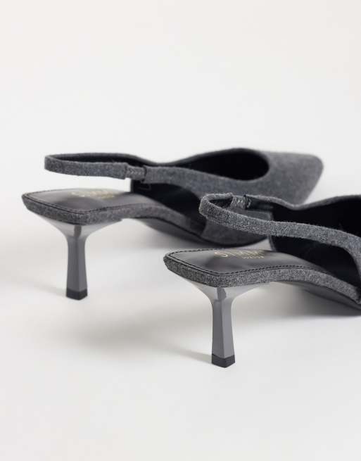 Simmi London Sadel textured slingback heeled shoes in grey , 4 of 4