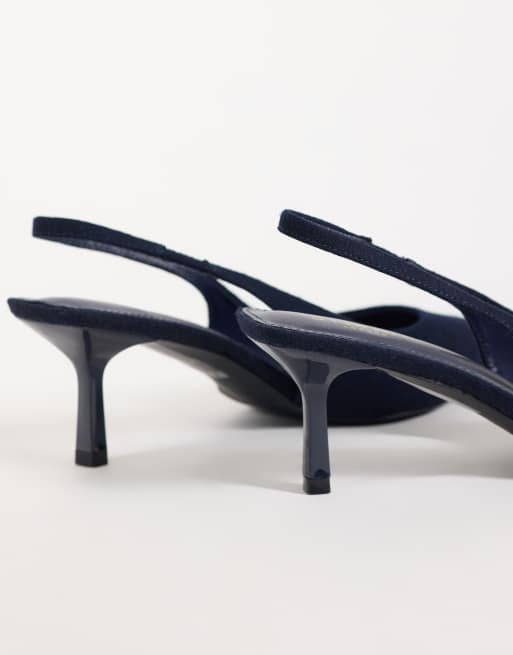 Simmi London Sadel textured slingback heeled shoes in navy , 3 of 4