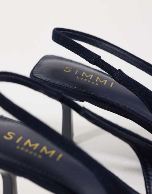Simmi London Sadel textured slingback heeled shoes in navy , 4 of 4