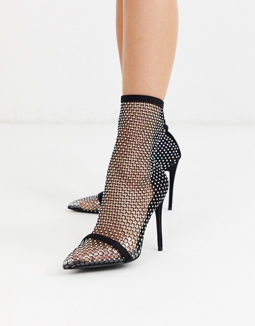 Simmi London Samia embellished fishnet heeled shoes | ASOS