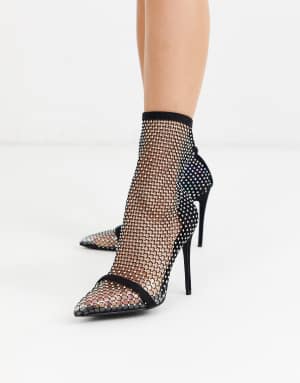 Fishnet heel outlet shoes