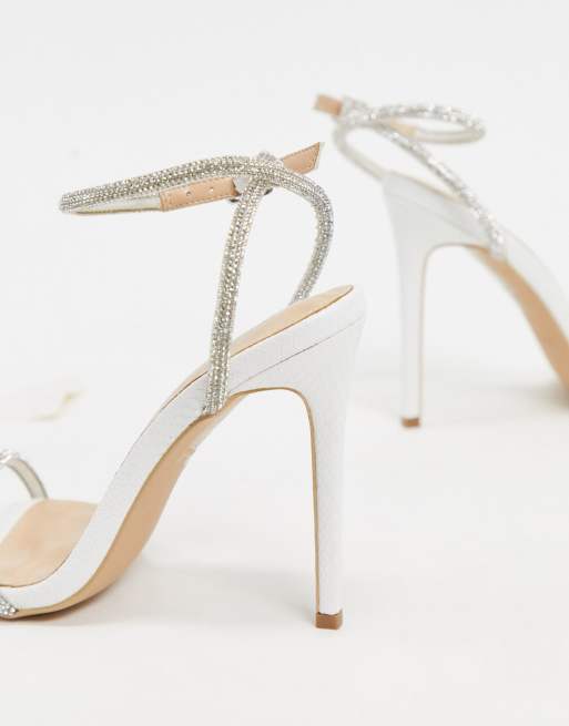 Simmi London Samia embellished heeled sandals in white snake