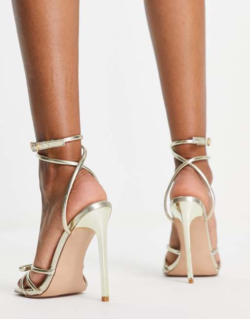 Simmi London Samia heeled sandals with bow details in gold, 2 of 4