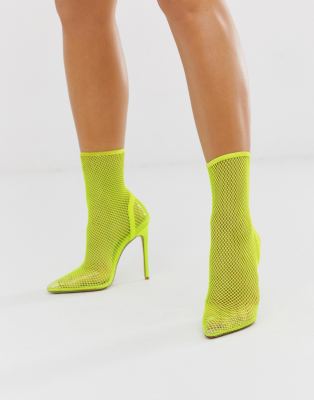 neon fishnet heels