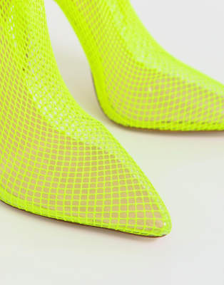 neon fishnet heels